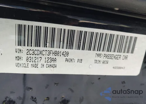 2015 Dodge Charger R/T из США, поврежденный, VIN 2C3CDXCT3FH801420